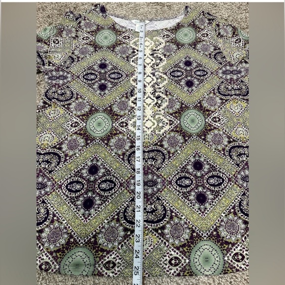 Sundance Veda Embroidered Tile Print Lightweight Green Cable Knit Sleeve Top XL - Picture 6 of 7